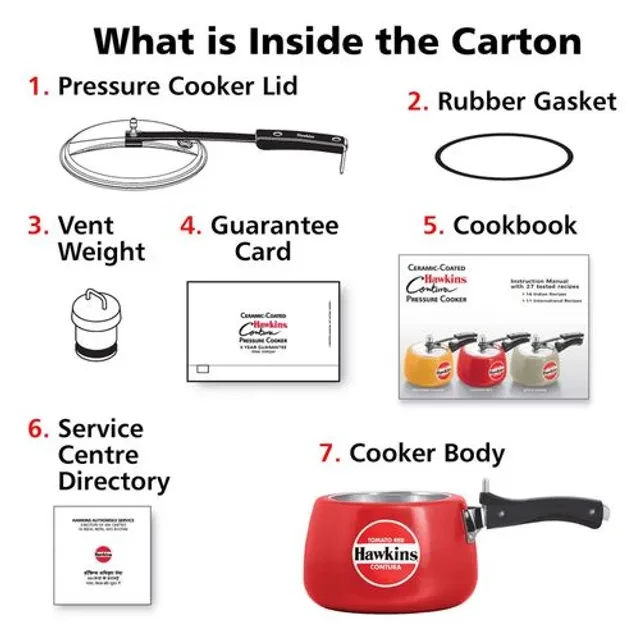 Hawkins Ceramic Coated Contura Pressure Cooker - Tomato Red, CTR30, 3 l-4.webp